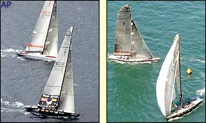 With conditions changing for the better Team New Zealand and Black Magic leads from Italy's Luna Rossa
