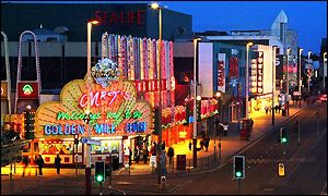 Blackpool promenade at night