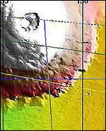 The flanks of a Martian volcano