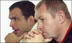 Leicester coach Dean Richards (right) and captain Martin Johnson