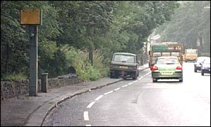 Road with speed camera