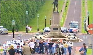 Farmers have been protesting at Stormont