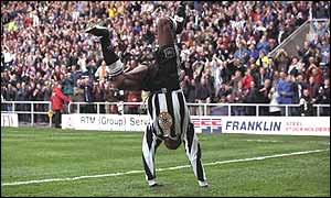 Asprilla pictured during his Newcastle days