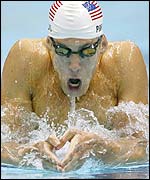 American teenage swimming sensation Michael Phelps
