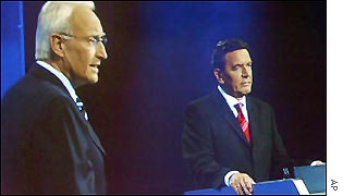 Gerhard Schroeder, right, and Edmund Stoiber, left