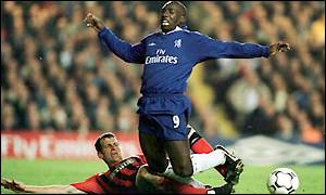 Jimmy Floyd Hasselbaink in action for Chelsea