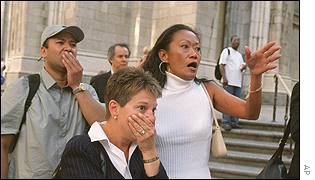 People horrified by the attacks on the World Trade Center