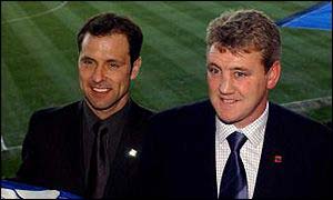 Birmingham City coach Mark Bowen with manager Steve Bruce