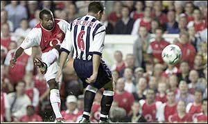 Ashley Cole scores Arsenal's first against West Brom after just four minutes