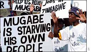 Protest against Mugabe at the World Summit in Johannesburg, South Africa