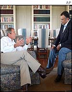 President Bush with Saudi ambassador Prince Bandar bin Sultan