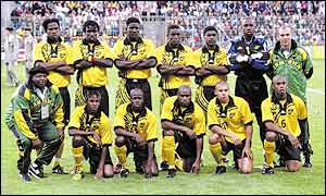 The Jamaican team line up at France 98