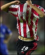 Fabrice Fernandes celebrates his goal for Southampton