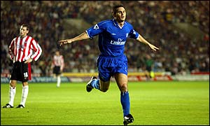 Chelsea's Frank Lampard celebrates his goal in the 1-1 draw against Southampton