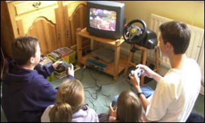 Children playing computer game, BBC