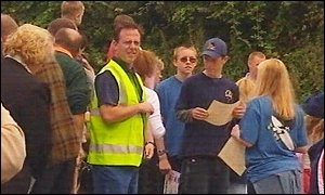 Supporters of the fishing bait farm in west Wales 
