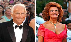 Fashion designer Giorgio Armani (afp) and actress Sophia Loren (pa)