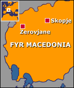 Map of Macedonia showing Zerovjane and Skopje