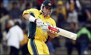 Matthew Hayden plays a pull shot