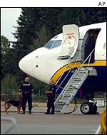 Ryanair plane at Vasteras airport