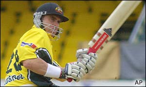 Matthew Hayden reaches his half century