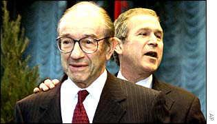 Alan Greenspan and George W Bush