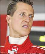 Michael Schumacher looks serious