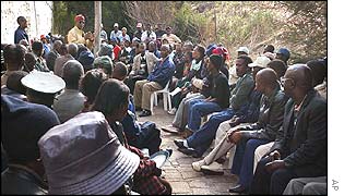 Landless people meet at a camp near the summit