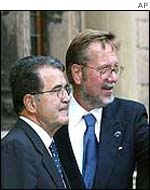 EC President Romano Prodi and host Danish Foreign Minister Per Stig Moeller 