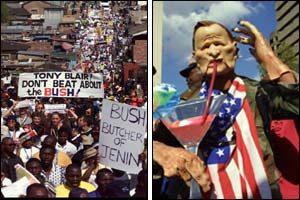Anti -US protesters ( photographs courtesy of AP and AFP)