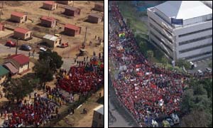 Alexandra township (r) and the summit convention centre in Sandton (photographs courtesy of AP)