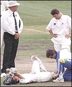 Matthew Elliott receives some treatment