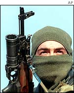 A Russian soldier in Chechnya