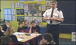 Policeman in school