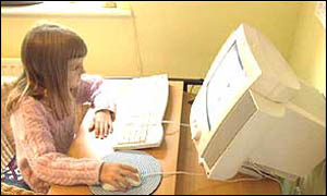 Young girl surfs the internet