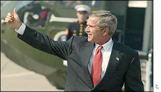 US President George W Bush before he left Texas for Washington on Sunday.