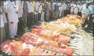 Mass-funeral for Gujarat riot victims