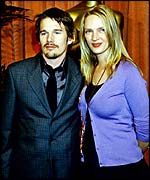 Ethan Hawke with wife Uma Therman