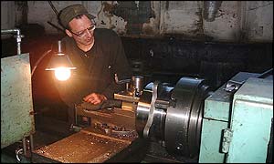 Russian convict works on lather