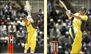 Ponting and Hayden go for their shots as Australia seek to reach the total as quickly as possible