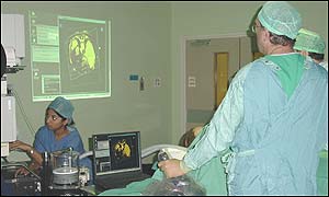 Surgeon using new technology