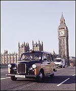 Black taxi in London