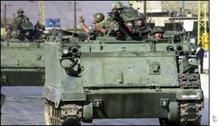 Lebanese tanks outside the camp