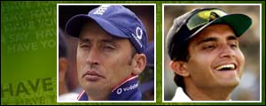 England captain Nasser Hussain and his Indian counterpart Sourav Ganguly