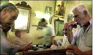 Iraqis in a tea shop in Baghdad