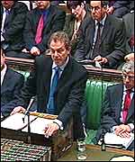 Prime Minister Tony Blair in the Commons