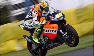 Valentino Rossi in action