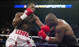 Lennox Lewis on his way to beating Mike Tyson