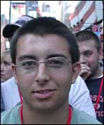 New Yorker Kyle Gauthier at the Times Square concert 