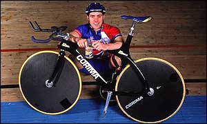 Jason Queally pictured in his Great Britain kit with his bike